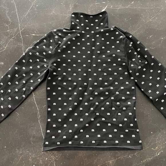 ALEXANDER WANG CRYSTAL LOGO TURTLENECK LONG SLEEVE SHIRT - Picture 1 of 7